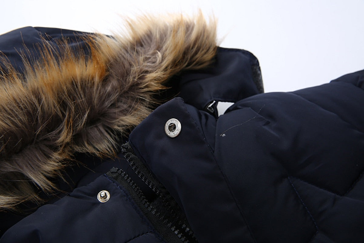 Kid Boys Girls Winter Warm Fur Hood Fleece Padded Baby Snow Coats Therme Children Outfits Zip Jackets 2-7Yrs - KBPJ3102