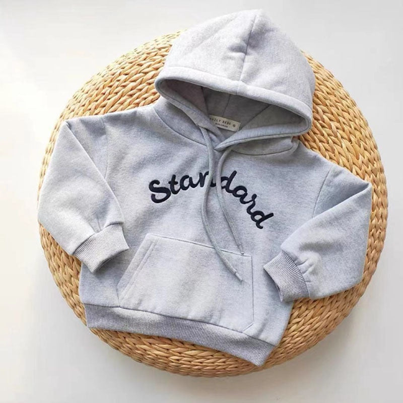 Hoodies Toddler Boys Girls Clothes Kids Thick Warm Hooded Letter Sweatshirt Tops - GH2120
