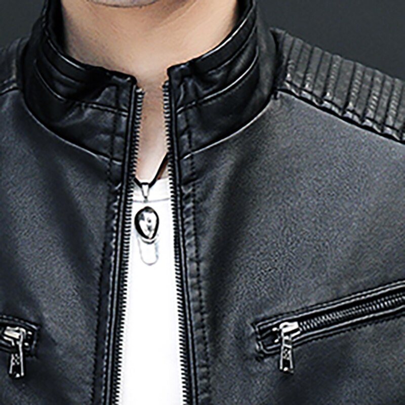 Men Fashion Leather jacket Streetwear Casual Blazer Jackets Male Outerwear - MLJ2668