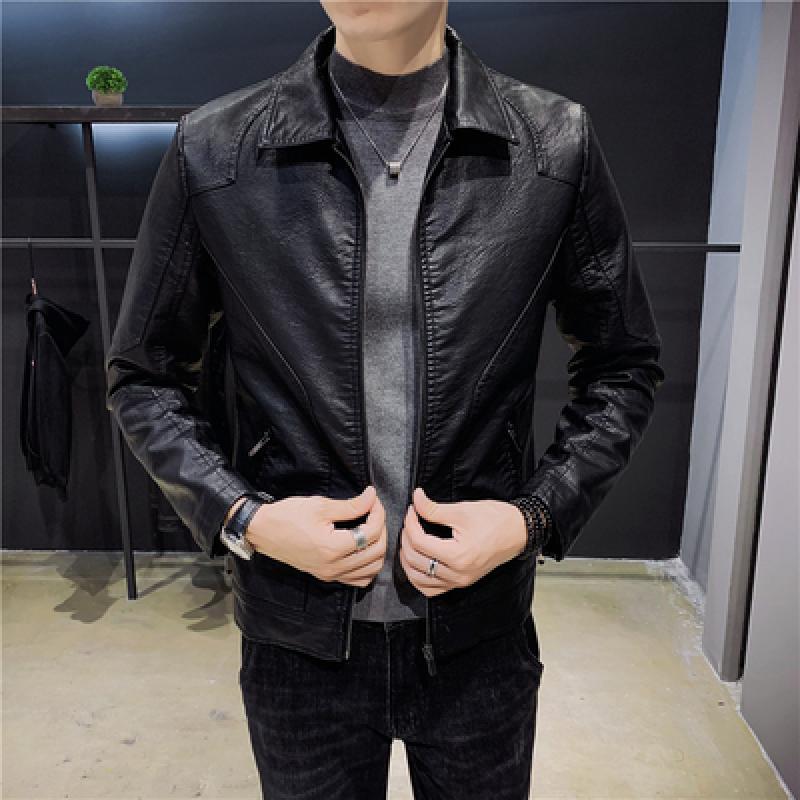 Men Split Leather Jacket Spring and Autumn Design Slim Pocket Fashion Coat - MLJ2674