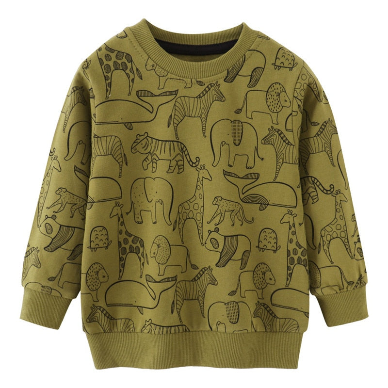 Kid Boys Girls Sweatshirts Animals Print Fashion Cotton Kids Clothes Long Sleeve - KBSS2076
