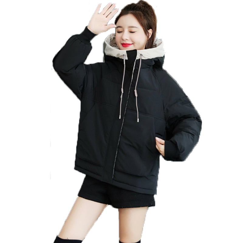 Women Winter Cotton padded Jacket Outwear Hooded Female Short Coat - WPJ3019