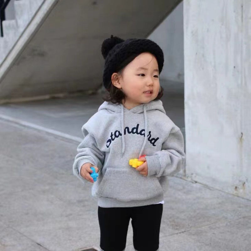 Hoodies Toddler Boys Girls Clothes Kids Thick Warm Hooded Letter Sweatshirt Tops - GH2120