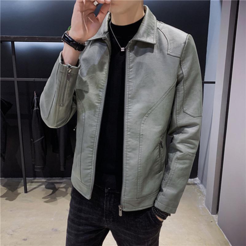 Men Split Leather Jacket Spring and Autumn Design Slim Pocket Fashion Coat - MLJ2674