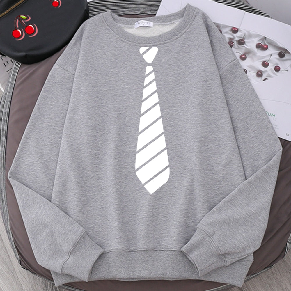 Men Black Creative Sweatshirt White Tie Printing Fashion Hip Hop Clothes Autumn Winter Crewneck Fleece - MSS2343