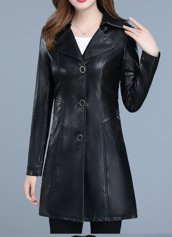 Women Stylish Windbreaker Slim Leather Jacket  WJC23246