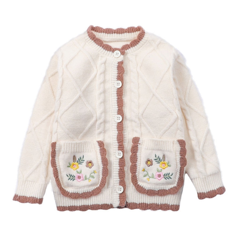 Children Boy Casual Knitted Jacket Baby Knitting Cardigan Flower Sweater Kid Girl Cotton Tops Coat - BTGCS2432