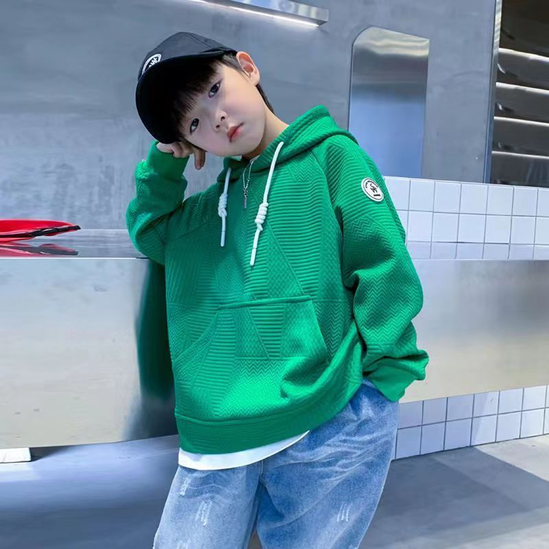 Boys Child Hooded Spring Hot Sale Solid Casual Sweatshirt Casual Cotton Teenage Long Sleeve Clothes - KBH2028