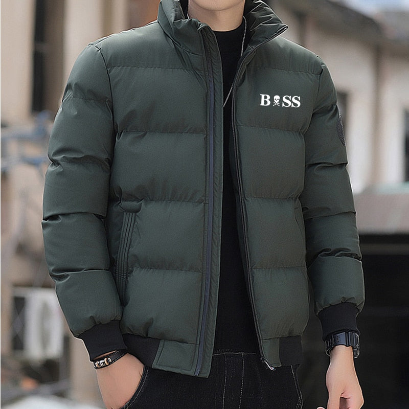 Men Winter Cotton Padded Jacket Standing Neck Lightweight Coat Colorful Warm Top M-5XL - MPJ3077