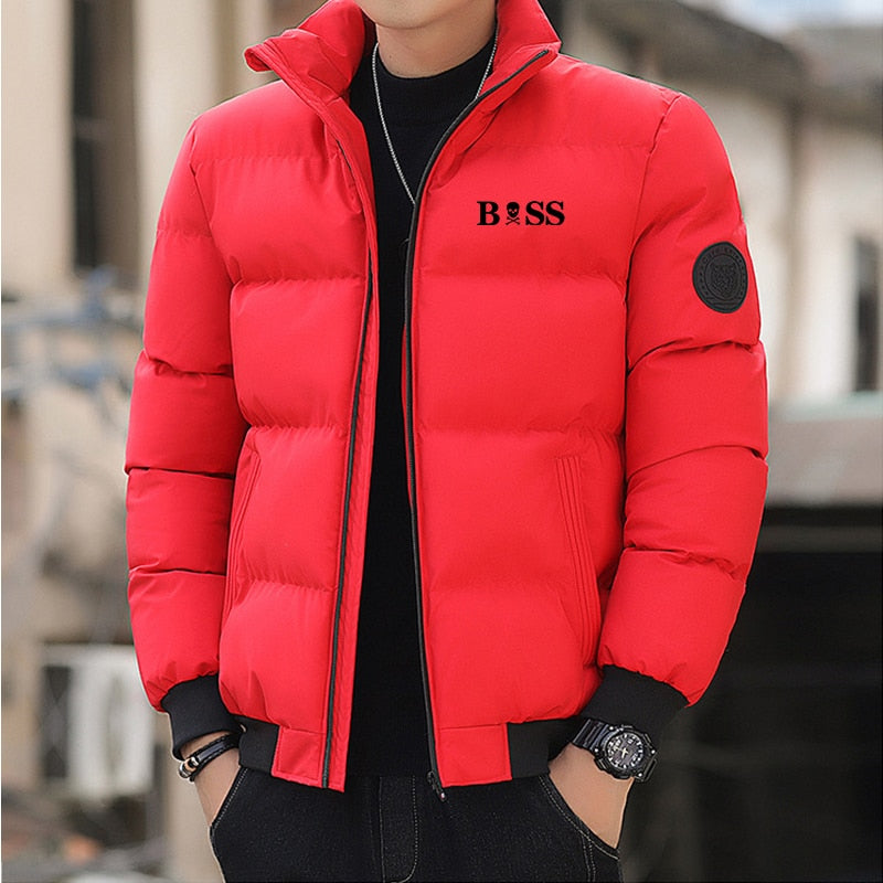 Men Winter Cotton Padded Jacket Standing Neck Lightweight Coat Colorful Warm Top M-5XL - MPJ3077