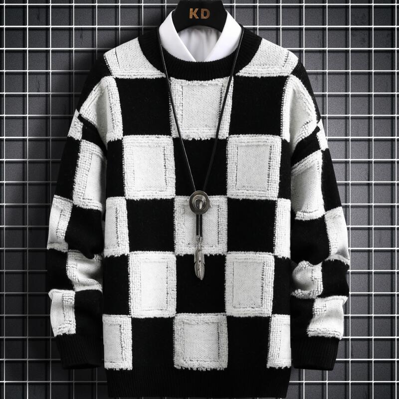 Mens Pullovers Sweaters High Quality Thick Warm Cashmere Sweater Men Luxury Plaid Pullover - MSS2328