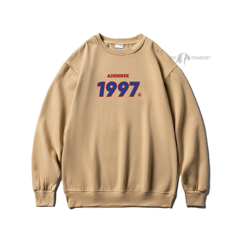 Men Warm Fleece Casual Sweatshirts 1997 Printed Men Pullovers Top - MSS2311