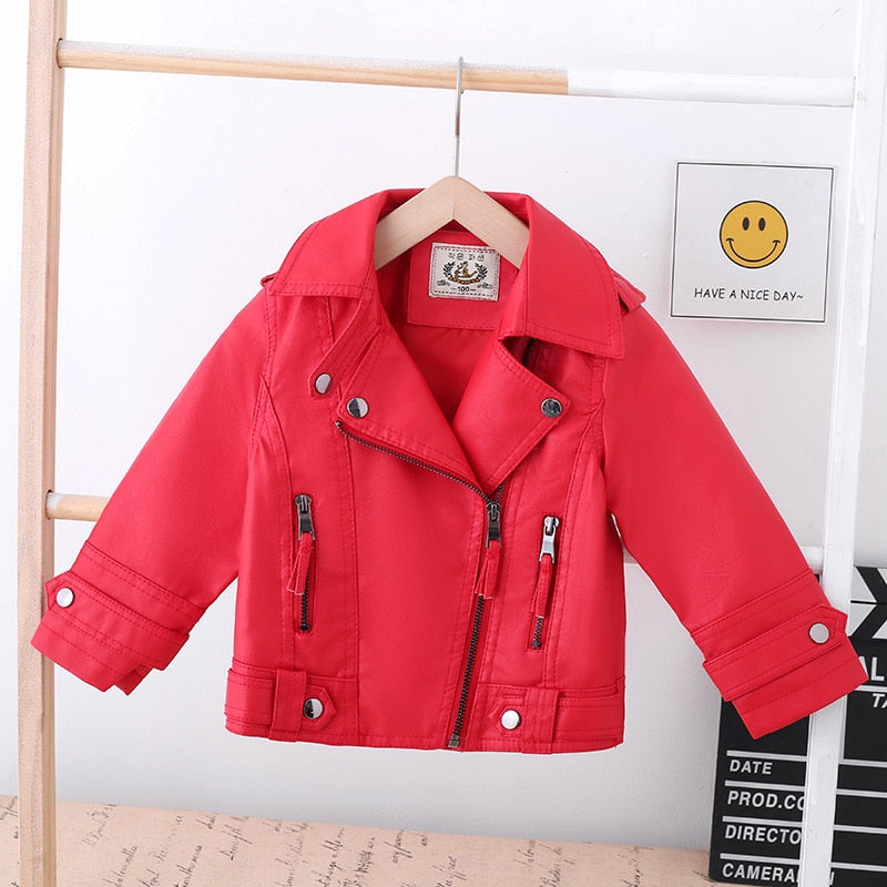 Kids Boys Girls' Clothes Outfits PU Leather Jackets For Toddler Children's Leather Coat - KGLJK2754
