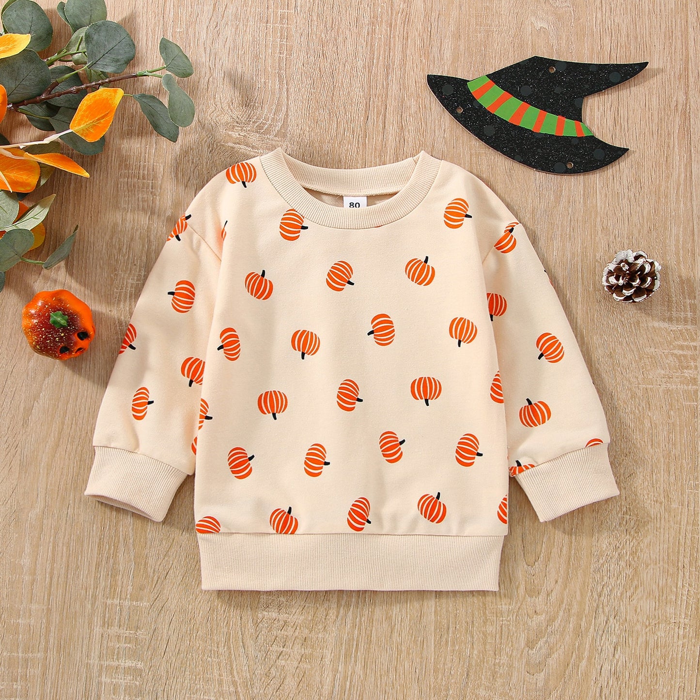 Baby Sweatshirts Clothes for Kids Boy Girl Long Sleeve Crew Neck Pumpkin/Ghost Print Sweatshirts Clothes - TBS2105