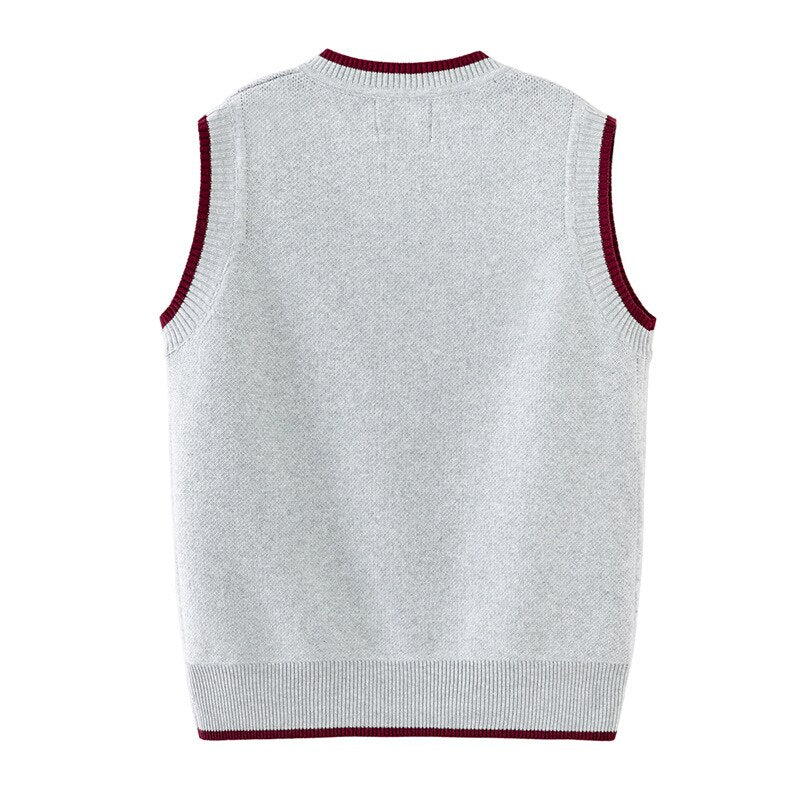 Kid Sweaters For Boys Teenager Girls Vests Kids Knit Pullover Sweater Children Clothes Waistcoat Tops 3-12Y - KBSW2422