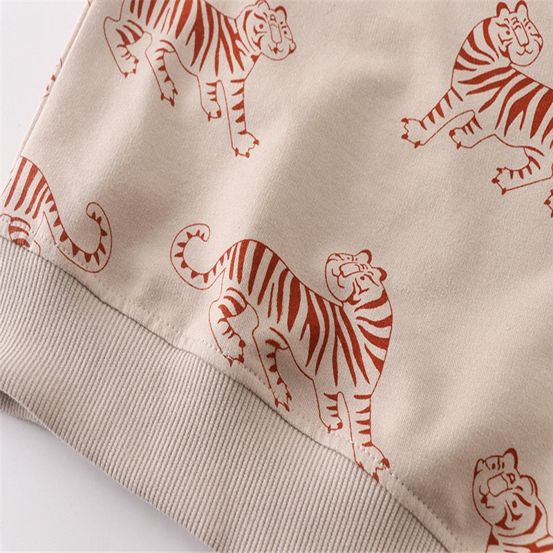 Autumn Spring Tigers Print Baby Sweatshirts Long Sleeve Children's Clothing Animals Kids Sport Shirts - KBSS2046