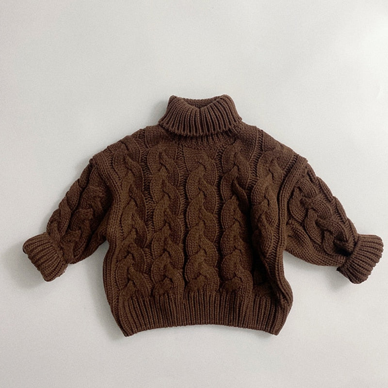 Knitted Sweaters High Collar Solid Baby Boys Girls Pullover Sweater Autumn Spring  Kids Pullover Sweaters - BTBCS2545