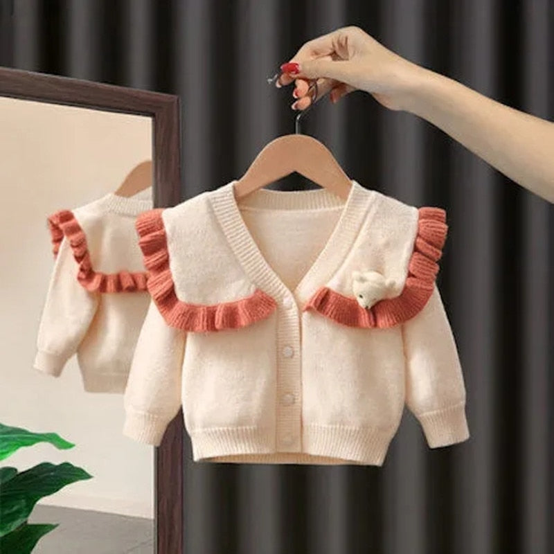 Kids Girls Sweater Cardigan Children's Fashionable Clothing Spring Knitwear Girls Baby Sweater Coat - BTGCS2478