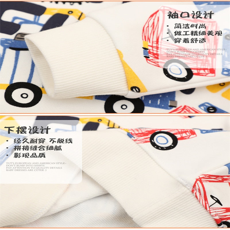 Autumn Spring Children's Hooded Shirts Cartoon Print Long Sleeve Boys Girls Sweatshirt - KBSS2037