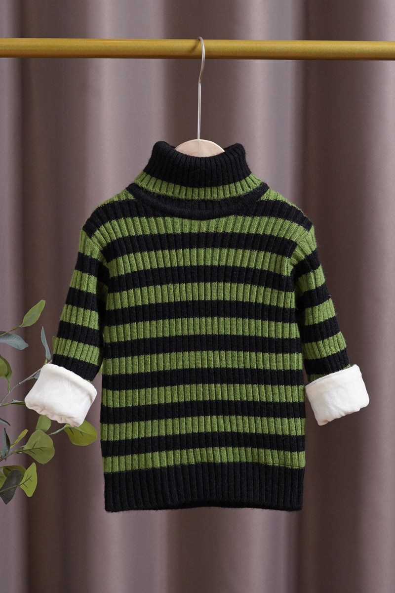 Kid Boys Girls Winter Sweaters Clothes Pumpkin Decoration Fashion Turtleneck Thick Warm Outfit - KGST2498