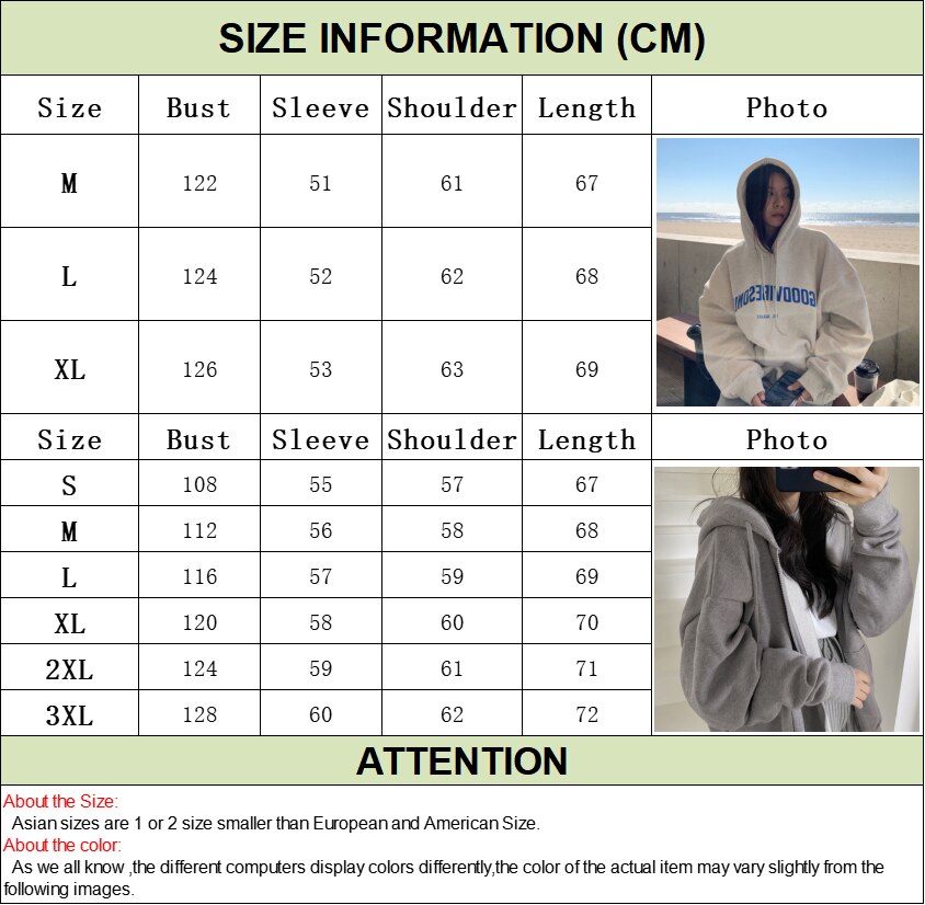 Women Autumn Casual Long Sleeve Hooded Sweatshirt Clothes Warm Oversize Pullover - WH2141