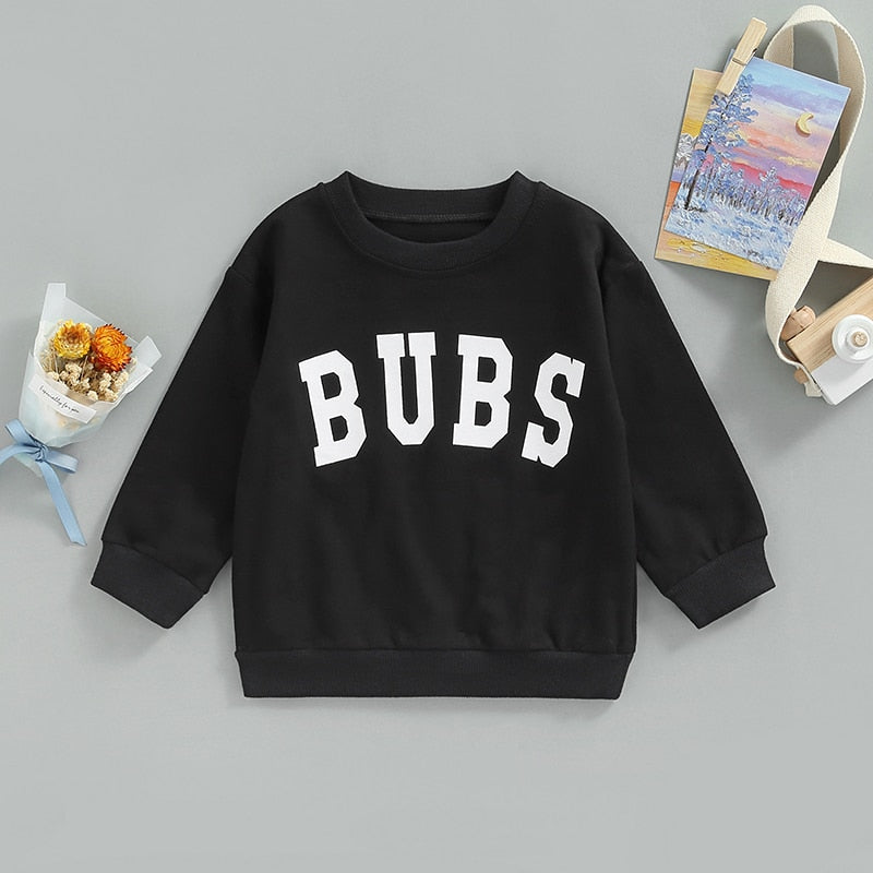 Kids Boys Girls Casual Sweatshirts Letter Print Long Sleeve Pullover Sweatshirts Sportwear Clothing - TBS2111