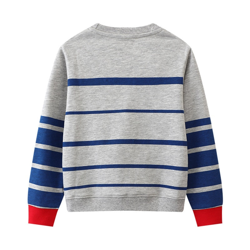Winter Children's Sweatshirts Dinosaurs Print Striped Cute Boys Hooded Shirts Kids - KBSS2043