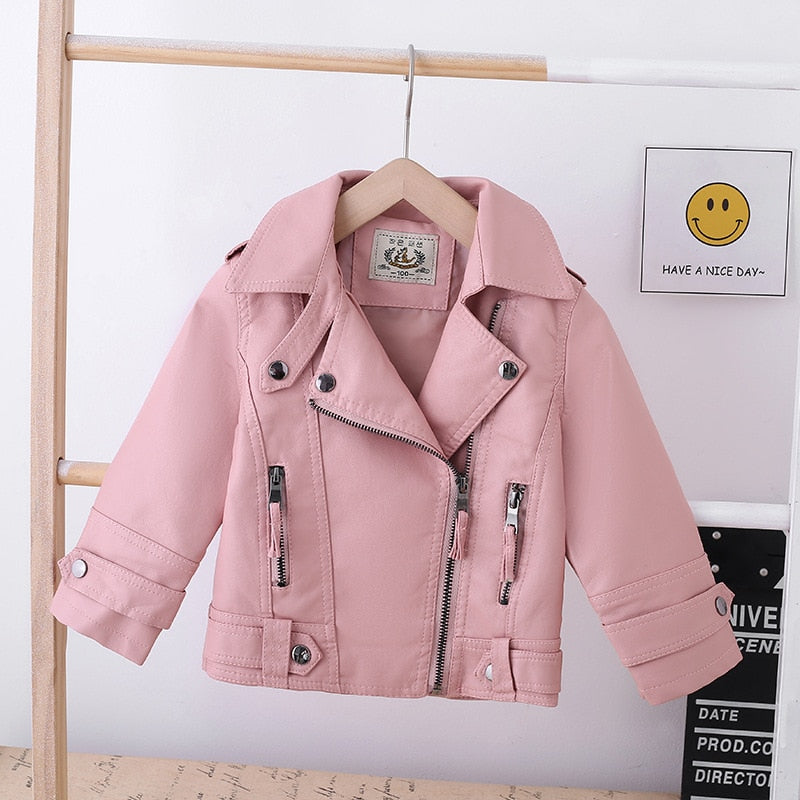 Kids Boys Girls' Clothes Outfits PU Leather Jackets For Toddler Children's Leather Coat - KGLJK2754