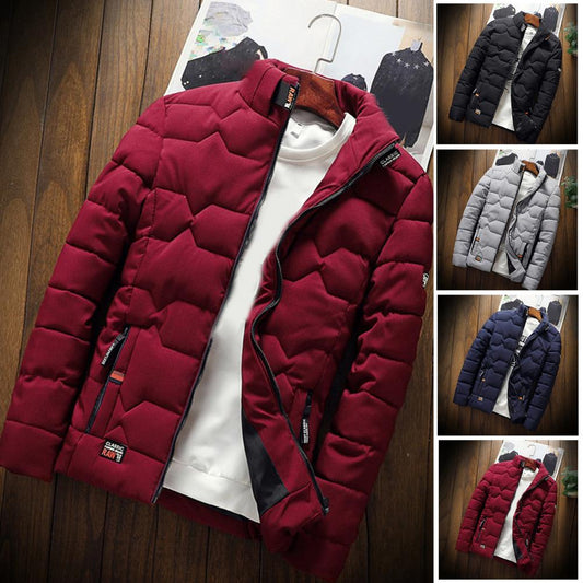 Men Thicken Warm Cotton-padded Jackets Slim Fit Stand Collar Winter Jackets and Coats - MPJ3088