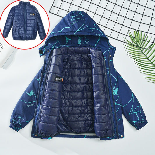 Kid Boys Waterproof Detachable Zip Jacket+Inner Puff Coat Top Sets Child Outfit Tracksuit 3-14 Years - KBPJ3107