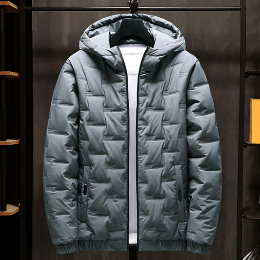 Men Jacket Cotton Padded Solid Color Winter Jackets Casual Windbreaker Stand Collar Thermal Coat - MPJ3087