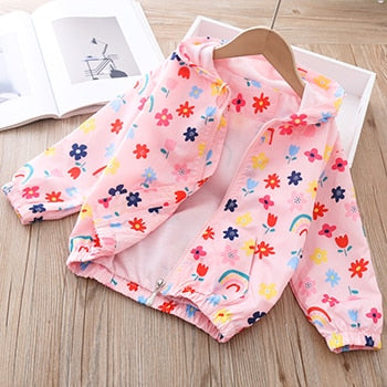 Kids Girls Spring New Fashion Printed Trench Coat Hooded Children Outerwear Clothing - KGH2010