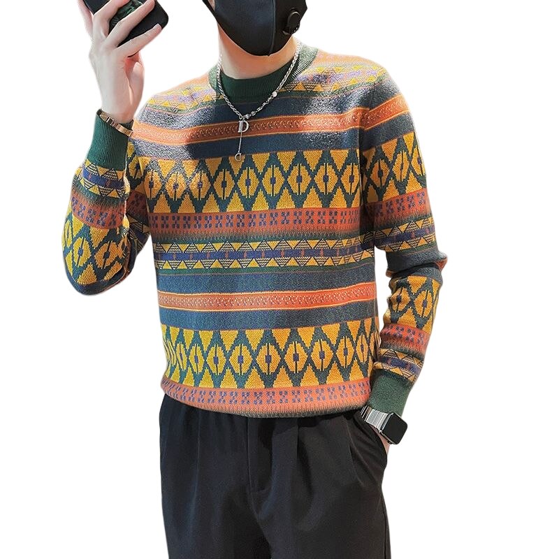 Men Autumn Winter Thicken Keep Warm Slim Leisure Knitted Pullover - MSS2336