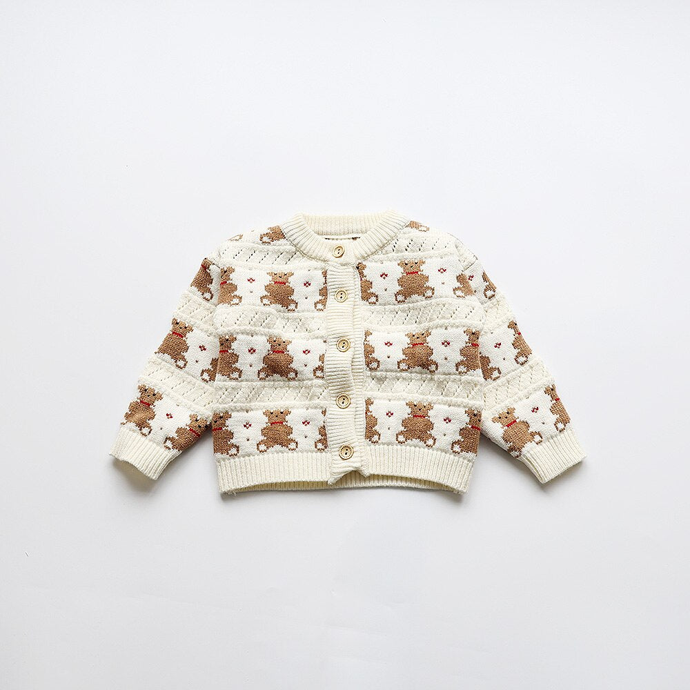 Kids Sweaters Bear Print Girls Sweaters Boys Knitwear Children Outfit Cardigan - BTBCS2452