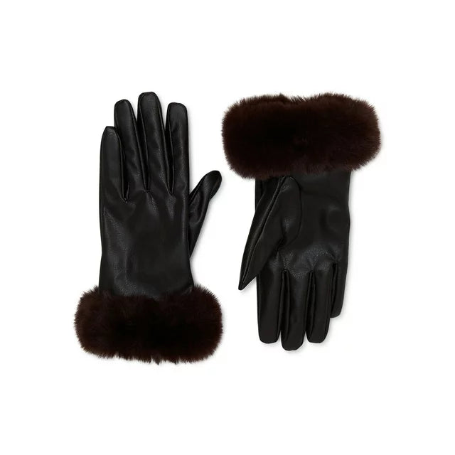 Women's Gloves with Faux Fur Cuff - ZB057