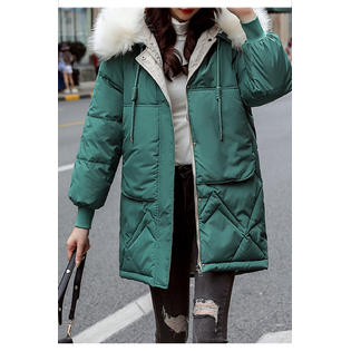 Women Mid Length Warm Solid Colored Thick Padded Jacket - WJC23423