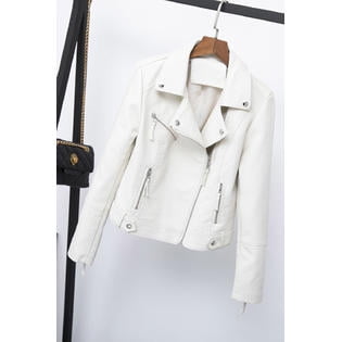 Women Superb Long Sleeve Solid Pattern Pocket Styling PU Leather Jacket - WJC23191