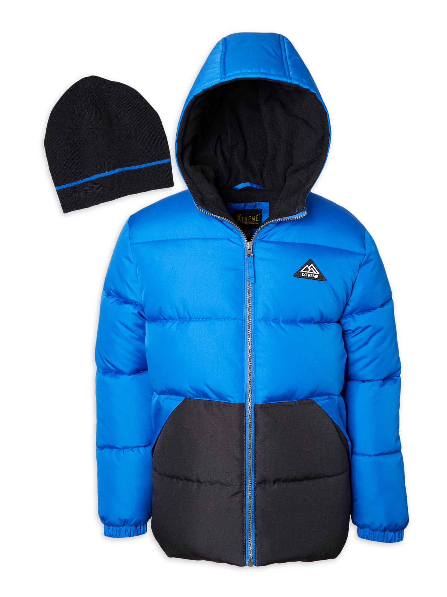 Toddler Boy Colorblock Puffer with Knit Hat - ZB143