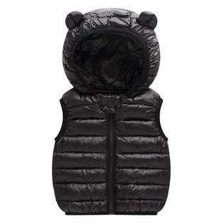 Baby & Toddler Boys Elegent Solid Colored Warm Thick Sleeveless Restful Hooded Neck Zipper Closure Padded Vest - TBJC32897