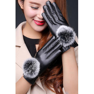 Women Stylish Party Dancing PU Leather Gloves - C1462ZBG