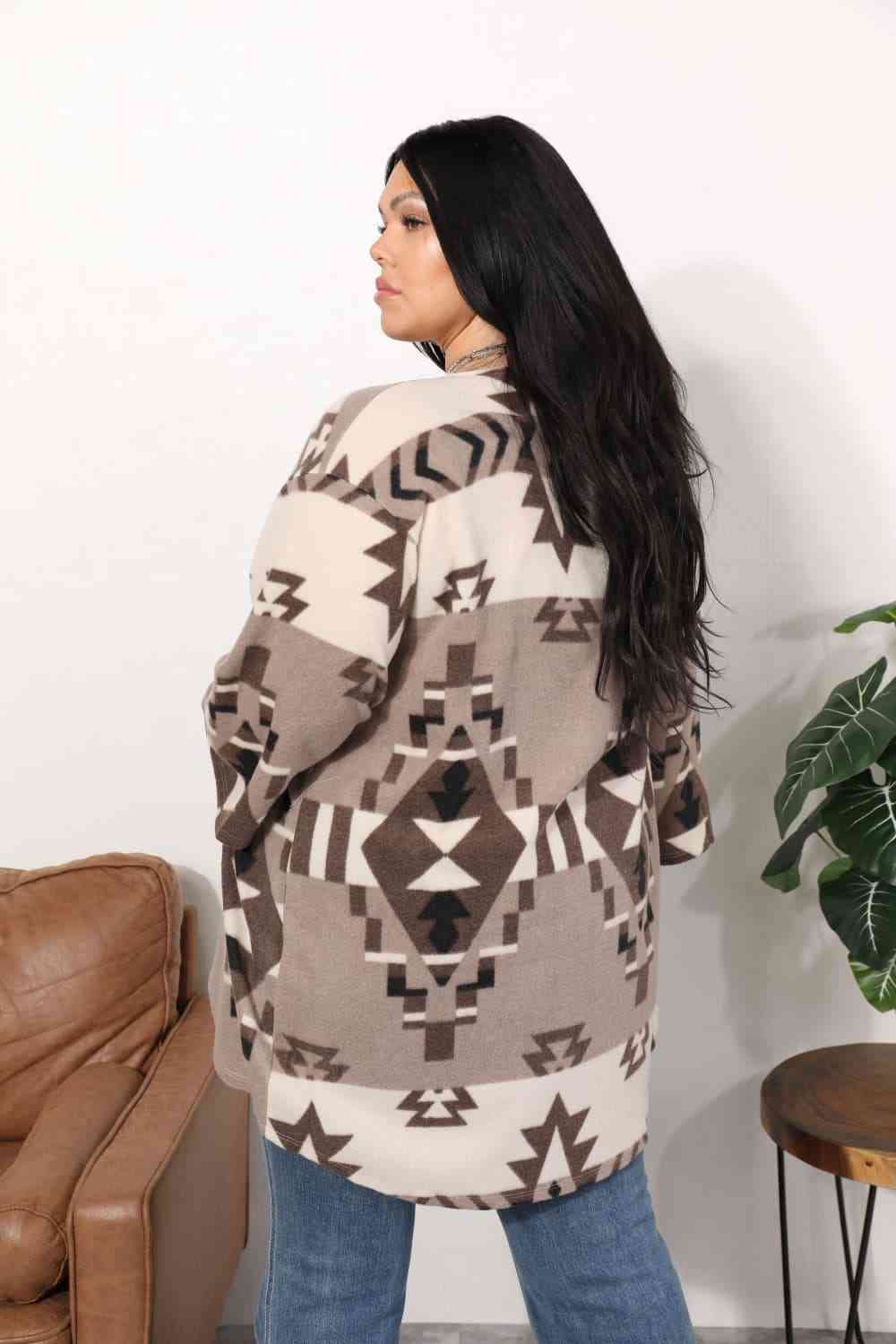 Women's Sew In Love Full Size Cardigan with Aztec Pattern