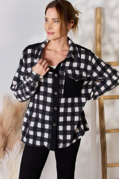Women's Hailey & Co Full Size Plaid Button Up Jacket