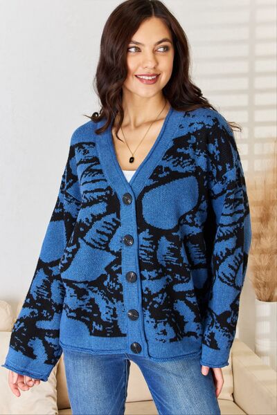 Women's Rousseau Contrast Button Down Long Sleeve Sweater Cardigan