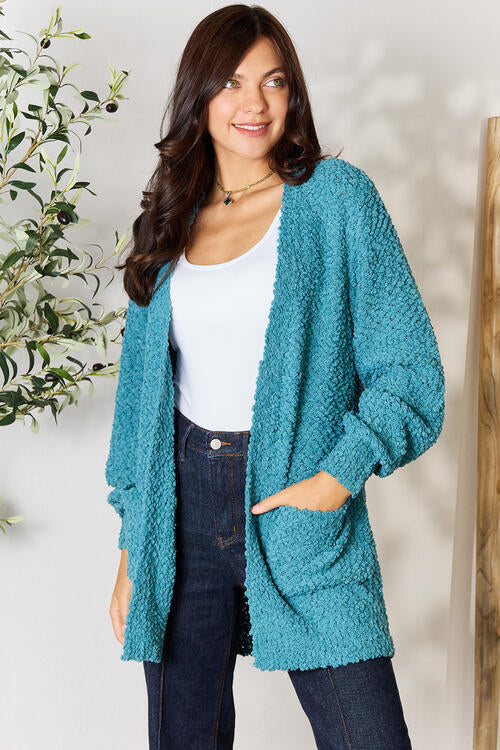 Women's Zenana Falling For You Full Size Open Front Cardigan with Pockets
