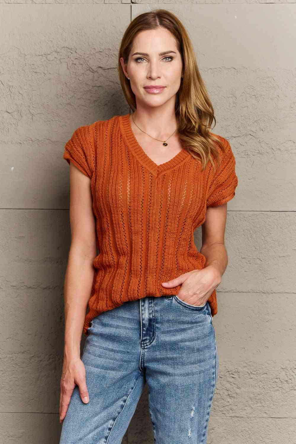 Women's Sew In Love Full Size Preppy Casual Knit Sweater Vest