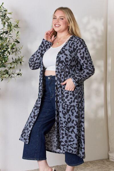 Women's Celeste Full Size Button Up Animal Print Cardigan