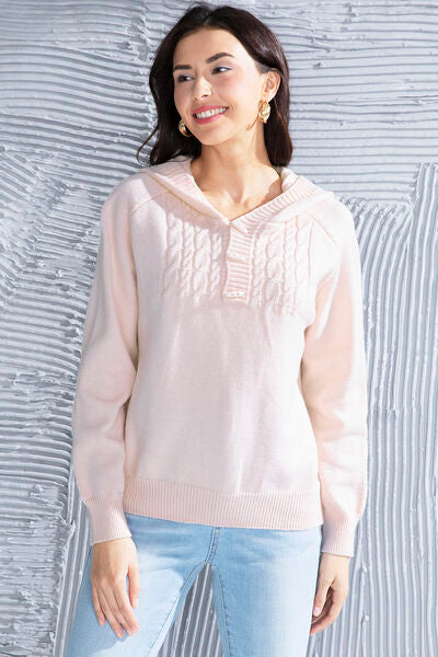 Cable Knit Long Sleeve Hooded Sweater
