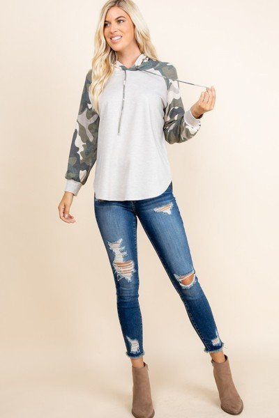 Women's Solid French Terry Casual Hoodie