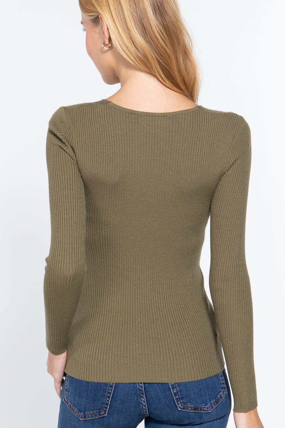 Women's V-neck Viscose Rib Sweater