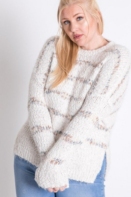 Women's Plus Sweater With Stripe Detail